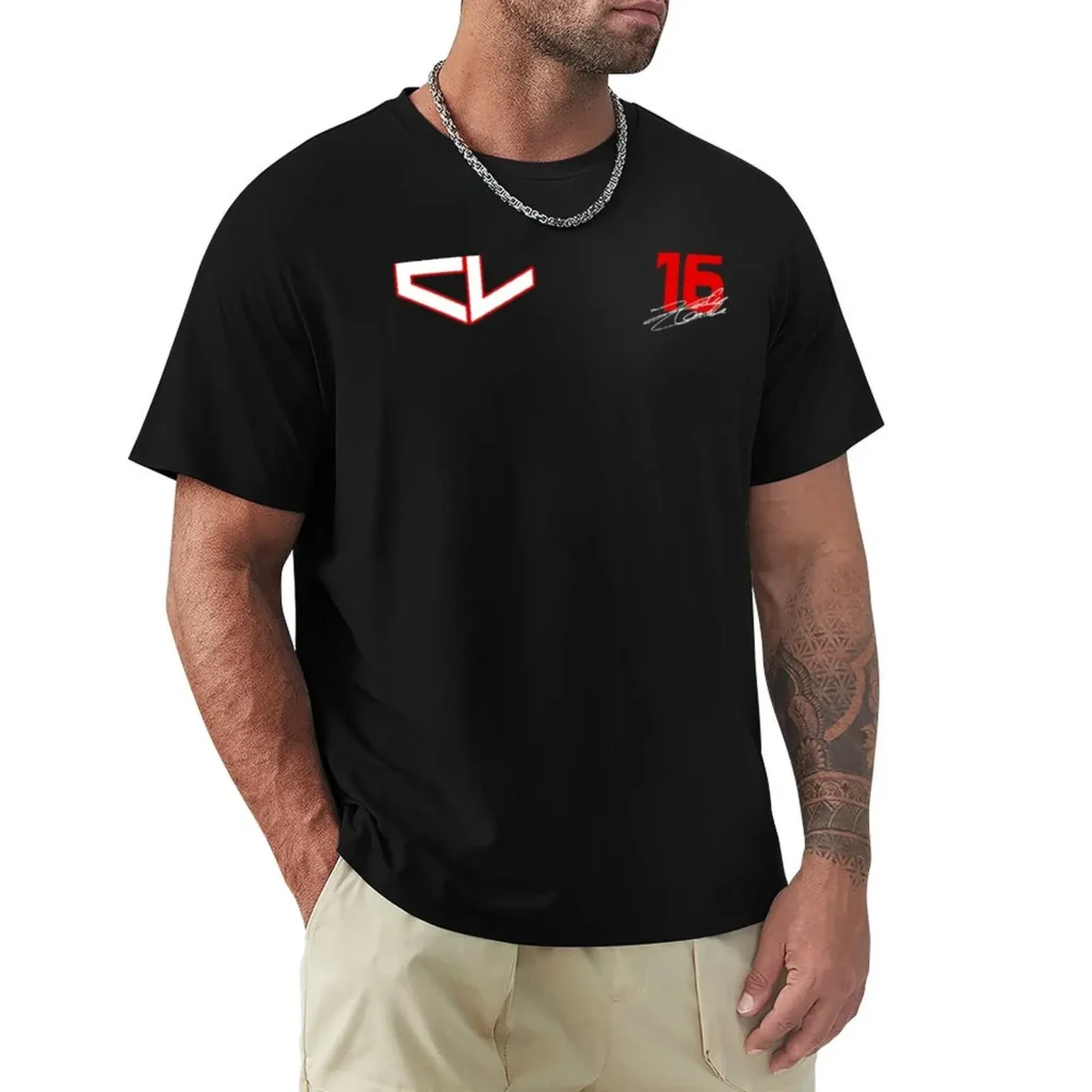 F1 2022 Charles Leclerc 16 T Shirt black t shirts tops Short t shirt Men s - Charles Leclerc Shop